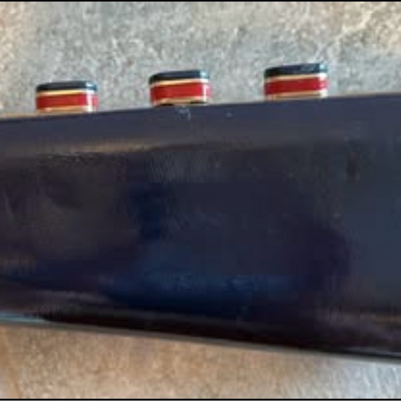 Kate Spade “cruise ship” Navy Blue Clutch with Red Accents-NWT - Picture 2 of 6